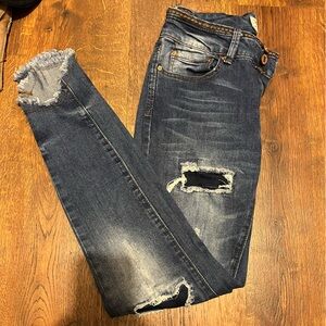 Girls Indigo Rein Distressed Ankle Jeans - Size 5